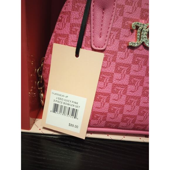 Juicy Couture Pink 3 Piece Bowler Set NWT NIB w/ Crossbody strap &‎ Coin Pouch - Picture 2 of 5